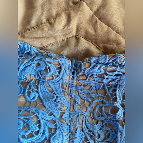 The Jetset Diaries Mini Dress Womens Sz Small Blue Halter Neck Lace Embroidered - Picture 6 of 14